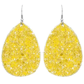 * Yellow Glitter Teardrop Earrings