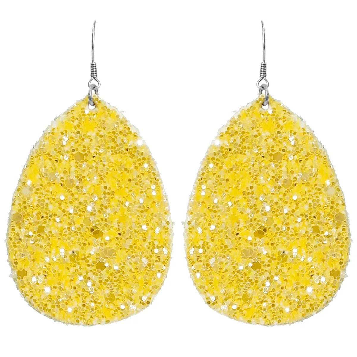 * Yellow Glitter Teardrop Earrings