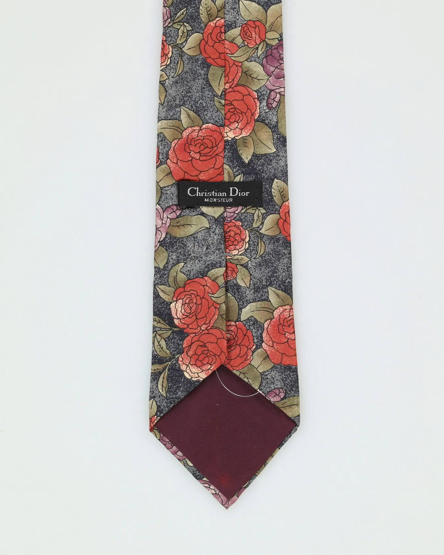 00s Christian Dior Green Floral Patterned Tie