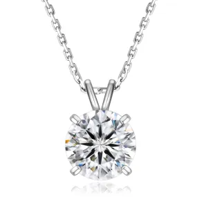 0.5~4.0 Carats VVS1 Moissanite Round Pendant Necklace for Women 0407