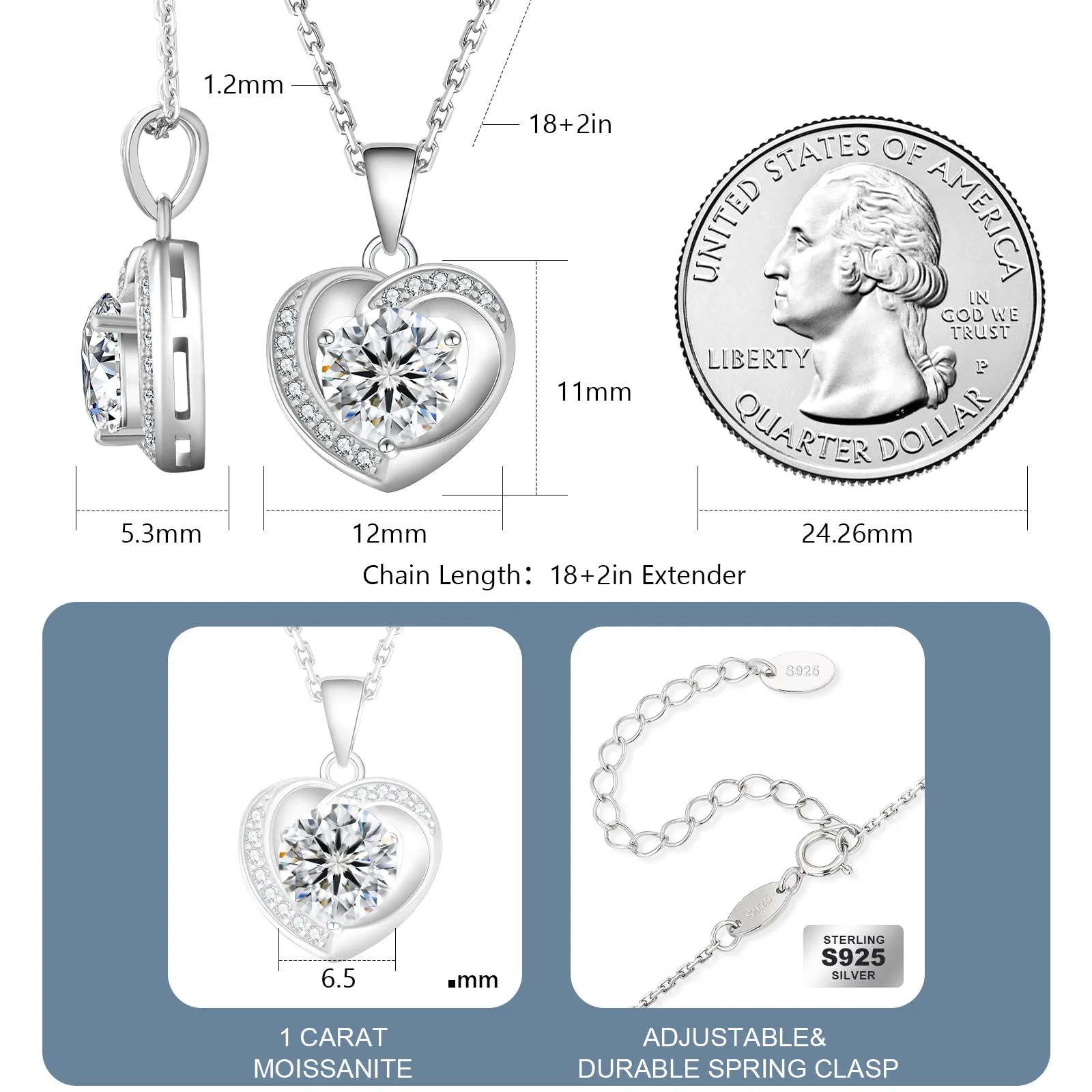 1.00 Carats VVS1 Moissanite Pendant Necklace for Women 0399 KRKC