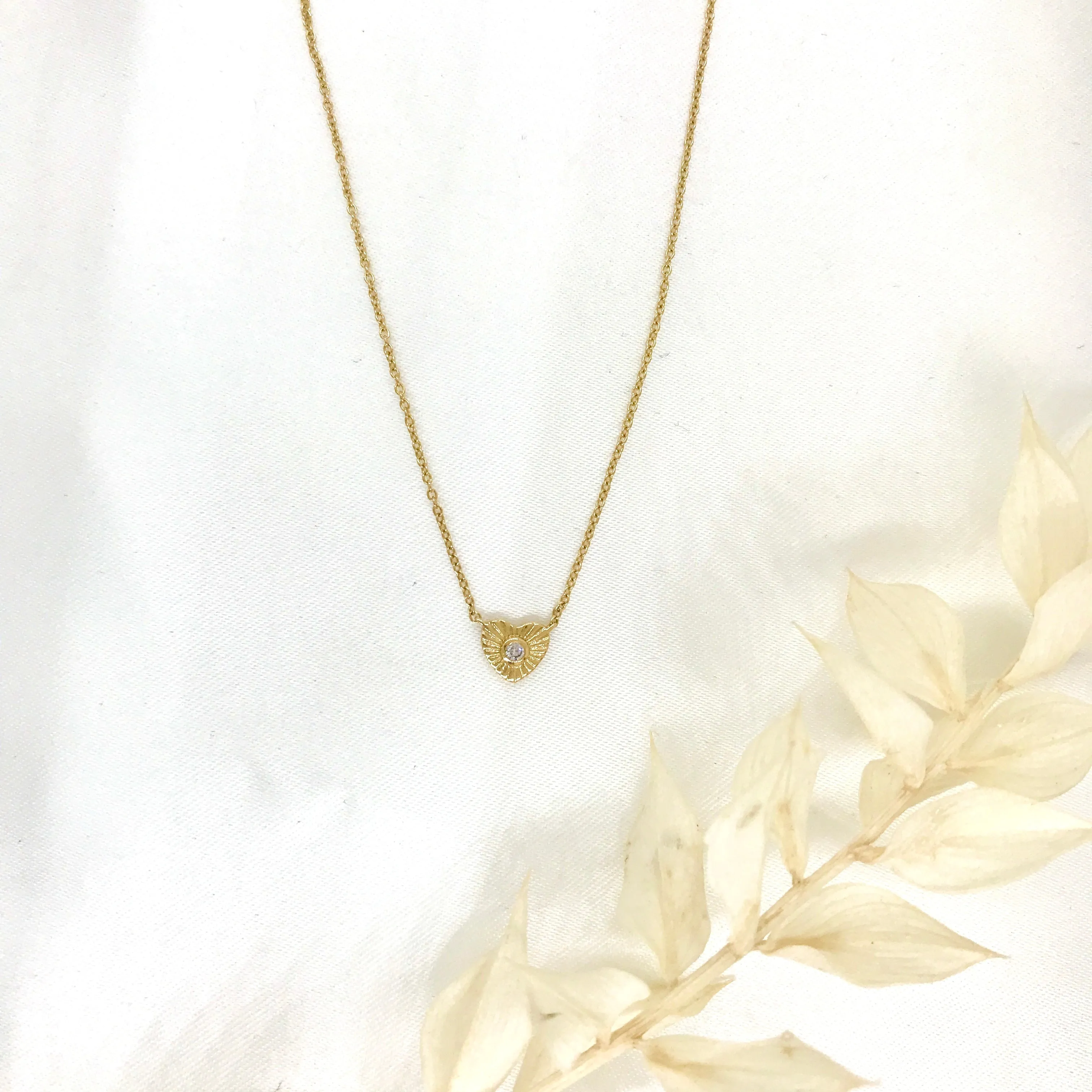 14k Gold Diamond Heart Necklace