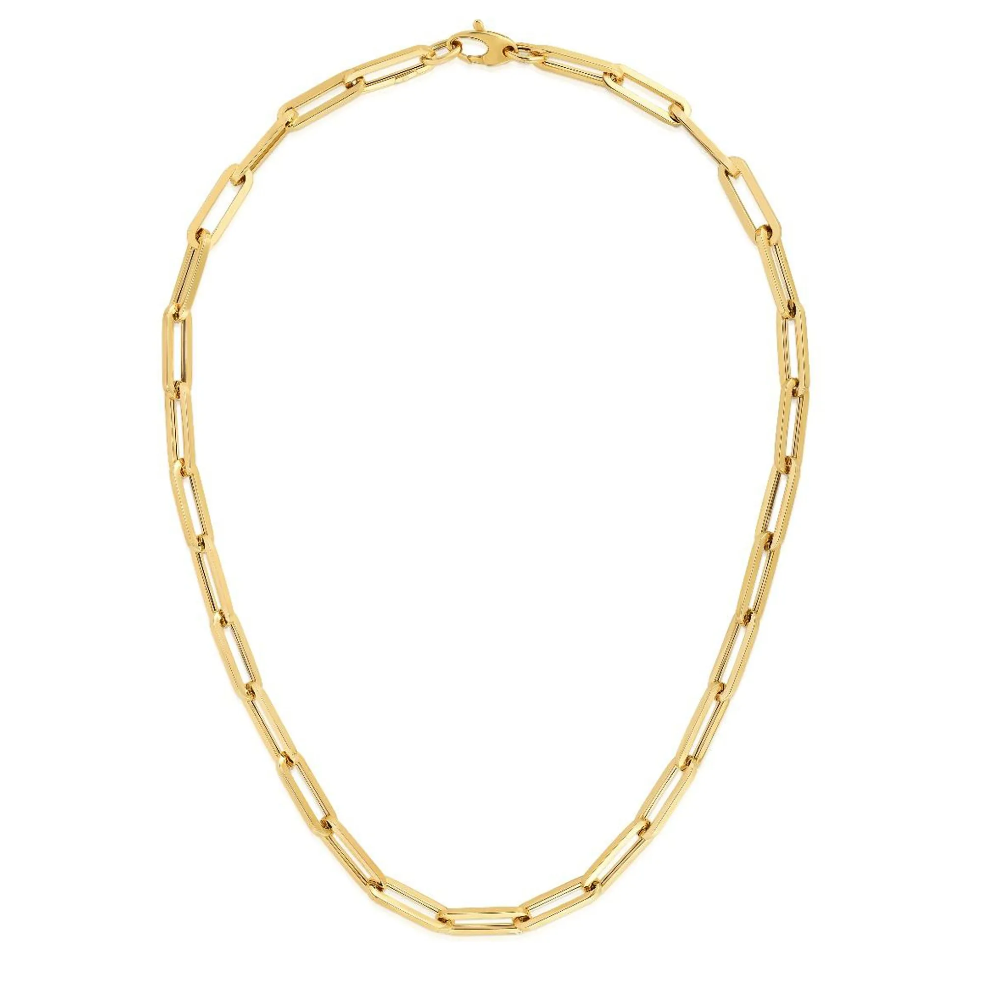 14k Yellow Gold Paperclip Chain Necklace, 6mm