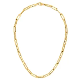 14k Yellow Gold Paperclip Chain Necklace, 6mm