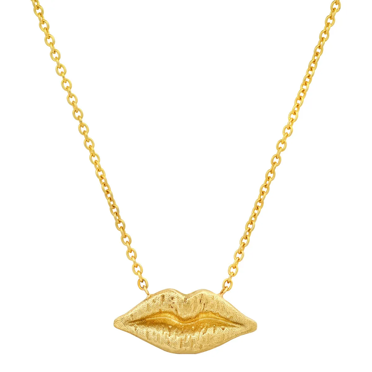 14K YG Textured Gold Kiss Necklace