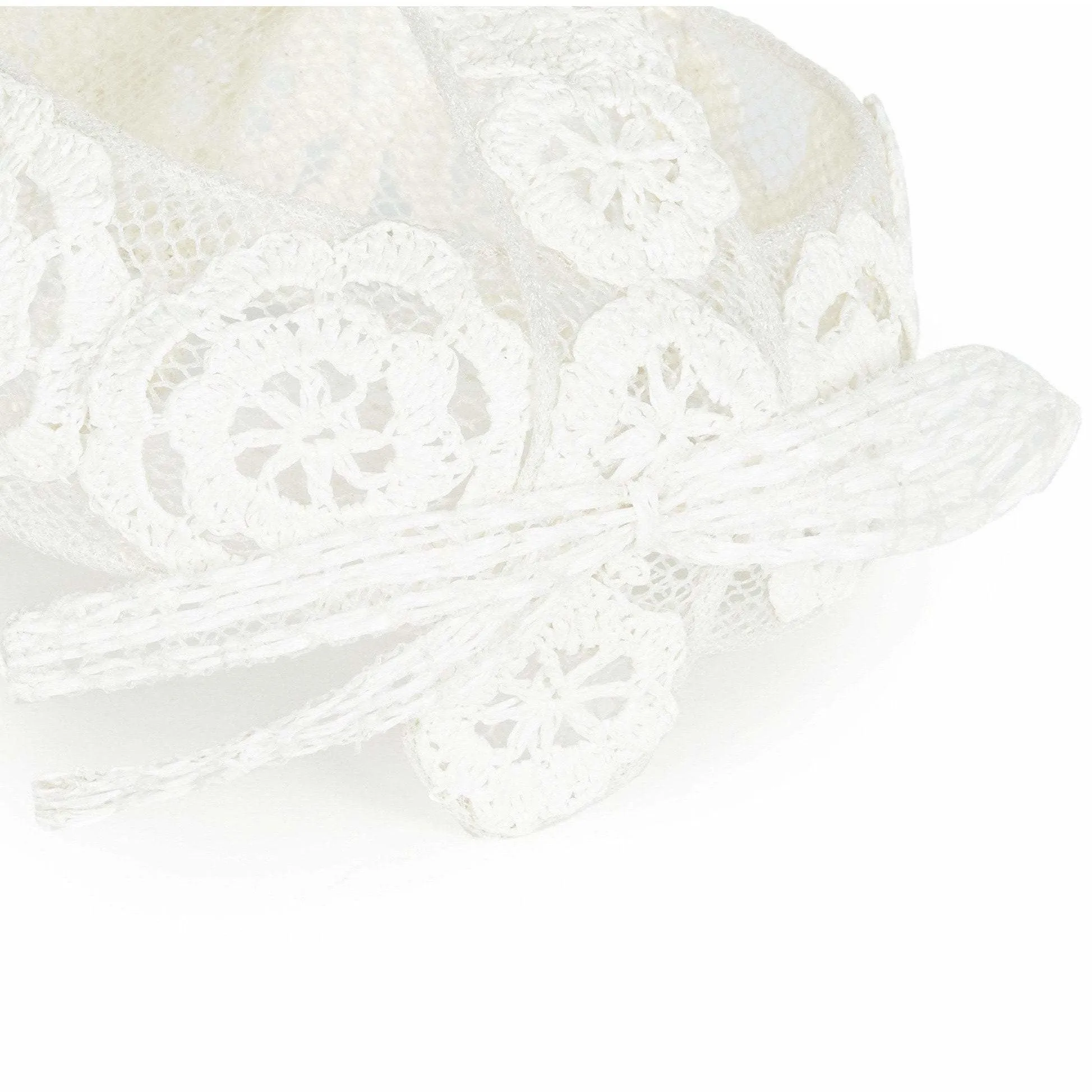 1960s Italian White Raffia Bridal Cap With Floral Design