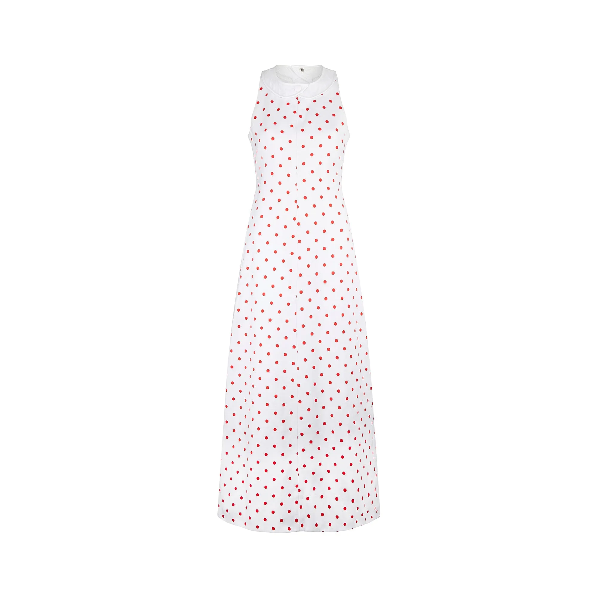 1970s André Courrèges Haute Couture Polka Dot Cotton Dress