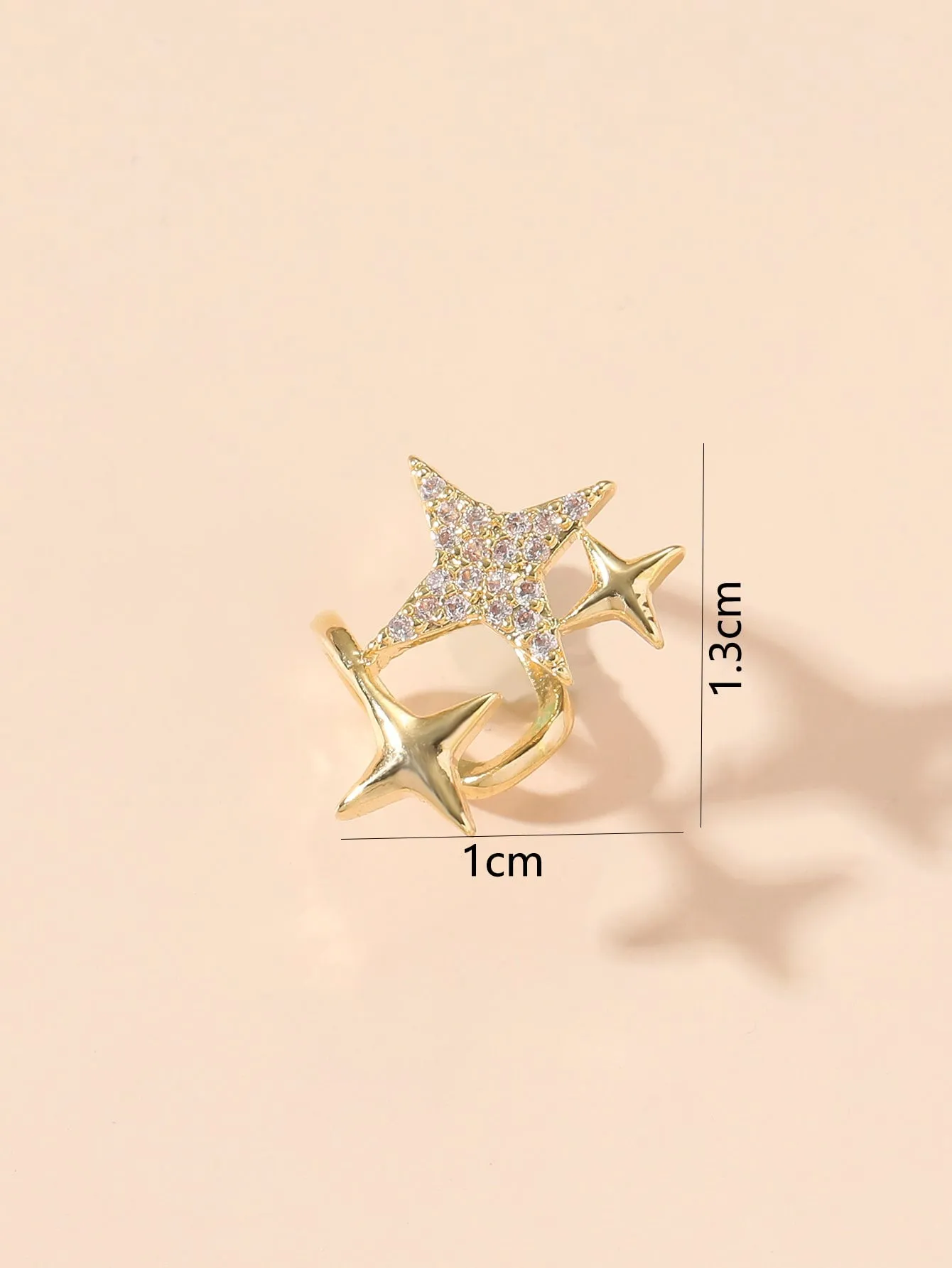 1pc Cubic Zirconia Star Decor Ear Cuff Copper Jewelry