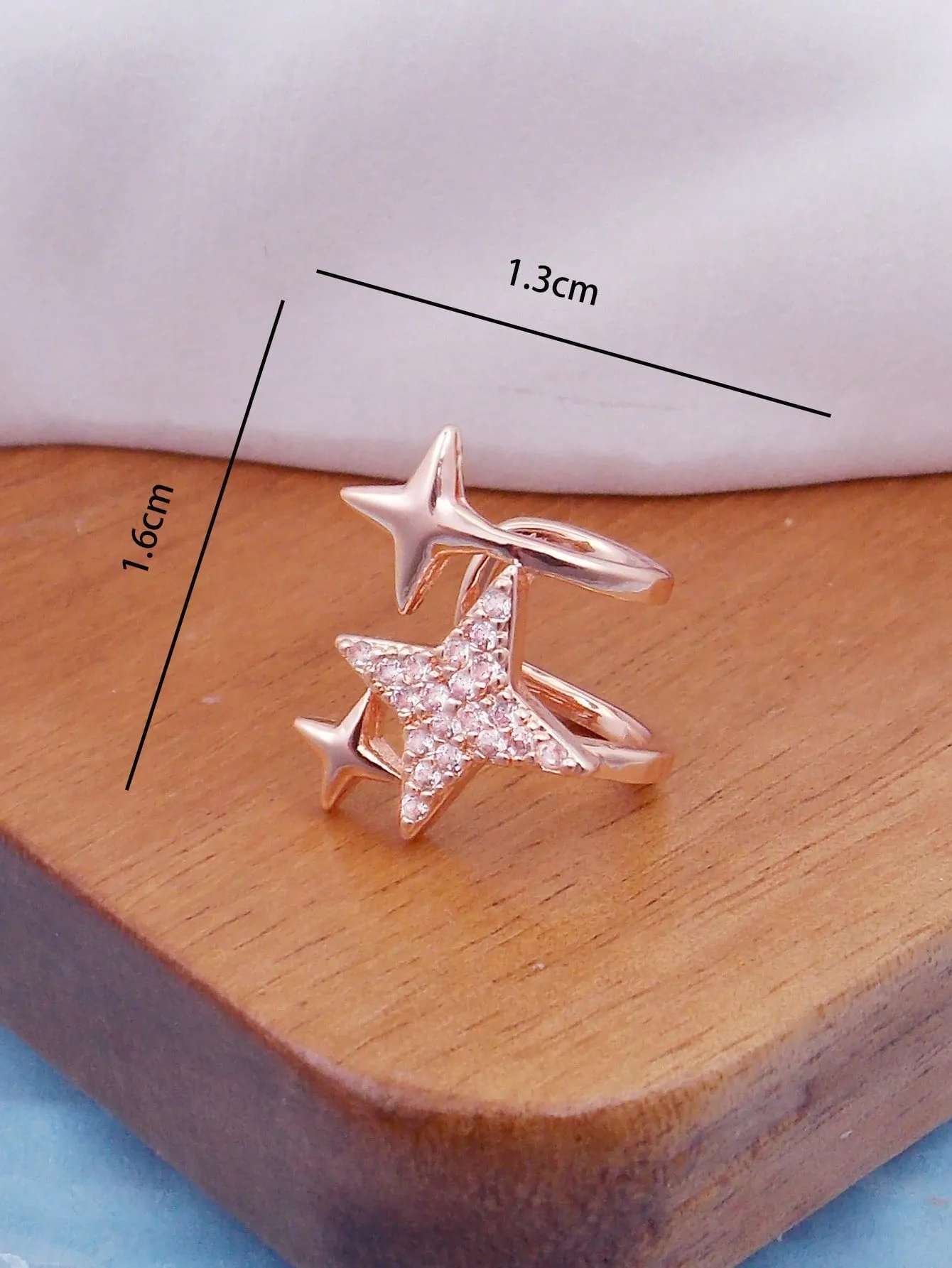 1pc Cubic Zirconia Star Decor Ear Cuff Copper Jewelry