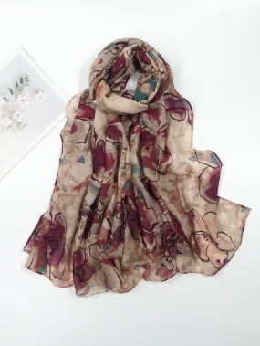 1pc Women Floral Pattern Fashionable Scarf For Vacation