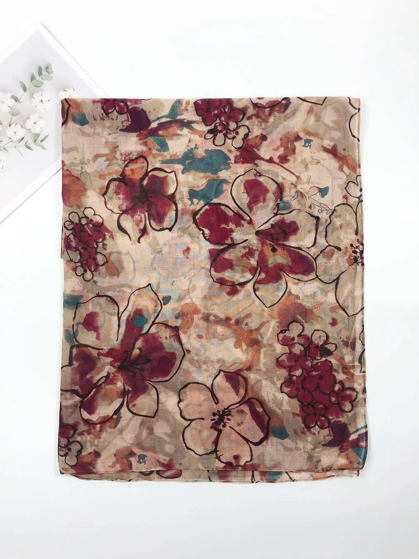 1pc Women Floral Pattern Fashionable Scarf For Vacation