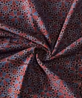 2.5m Black red blue natural dye ajrakh print handspun cotton fabric