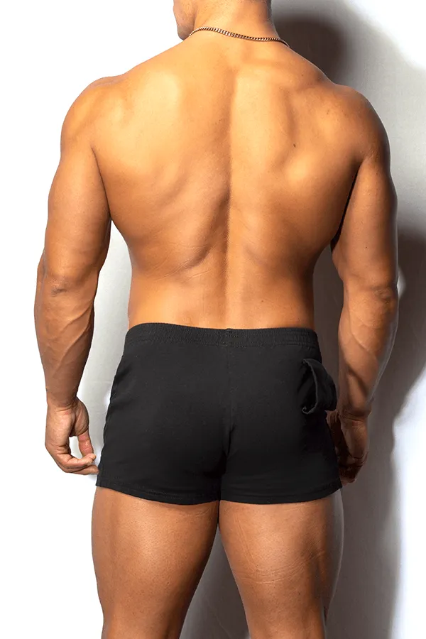 2.5" Cotton Short Shorts With Towel-Holder-Loop - Jet Black