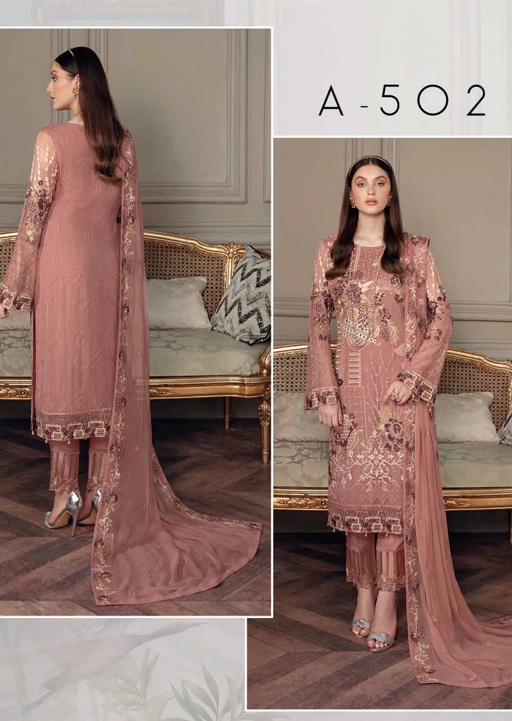 A-502-R - Readymade - Chevron Chiffon Collection Vol 5 by Ramsha 2022