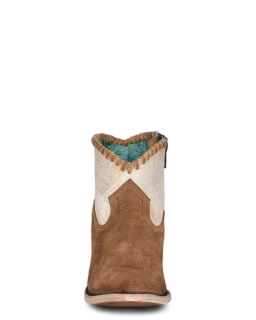 A4276 - Corral sand western cowgirl leather ankle booties for women