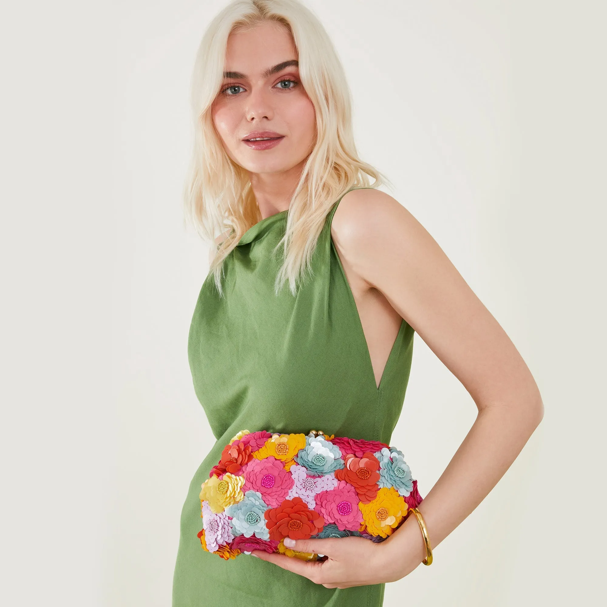 Accessorize London Women's Multi 3D Floral Cloud Clutch