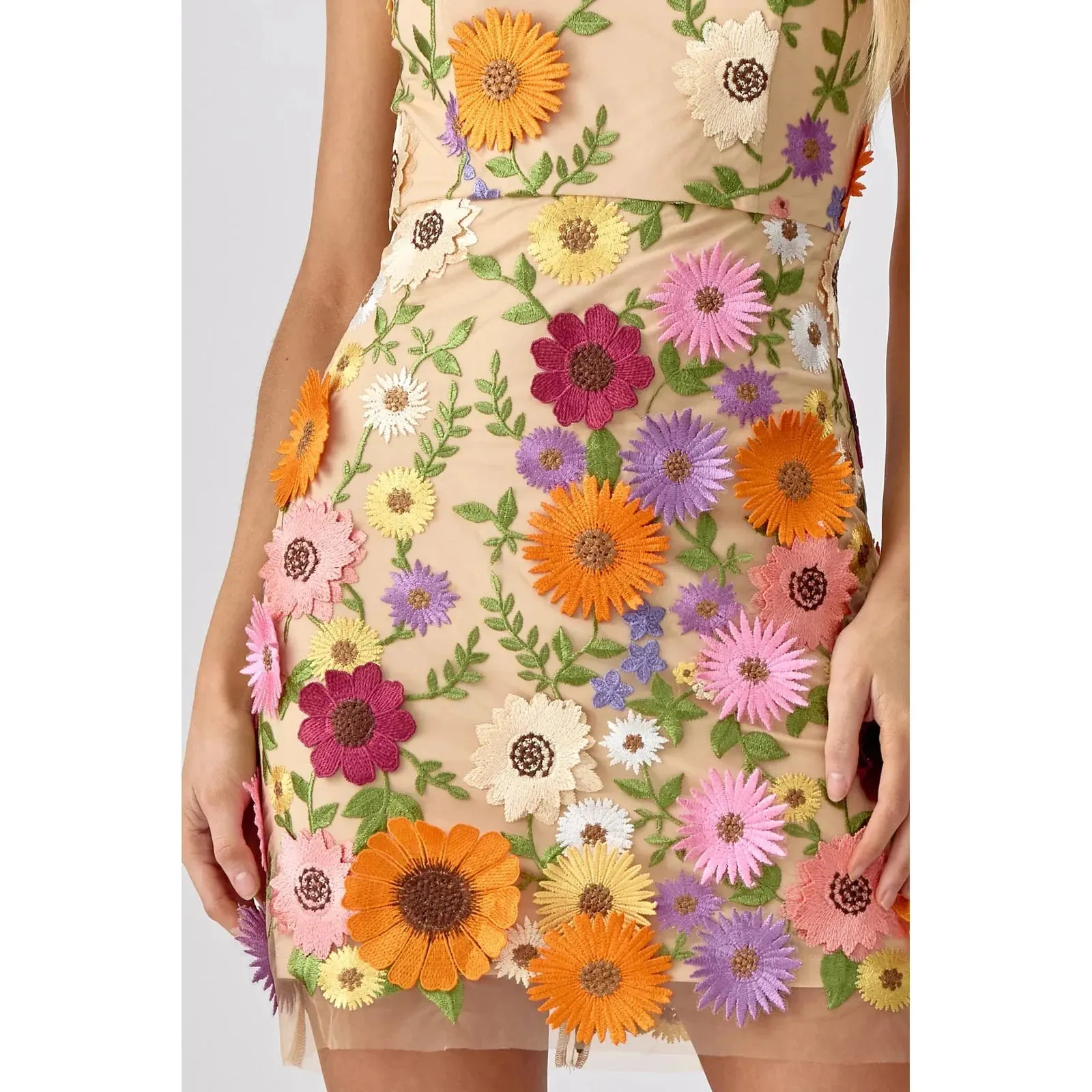 Adelyn Rae Justine 3D Multi Floral Mini Dress