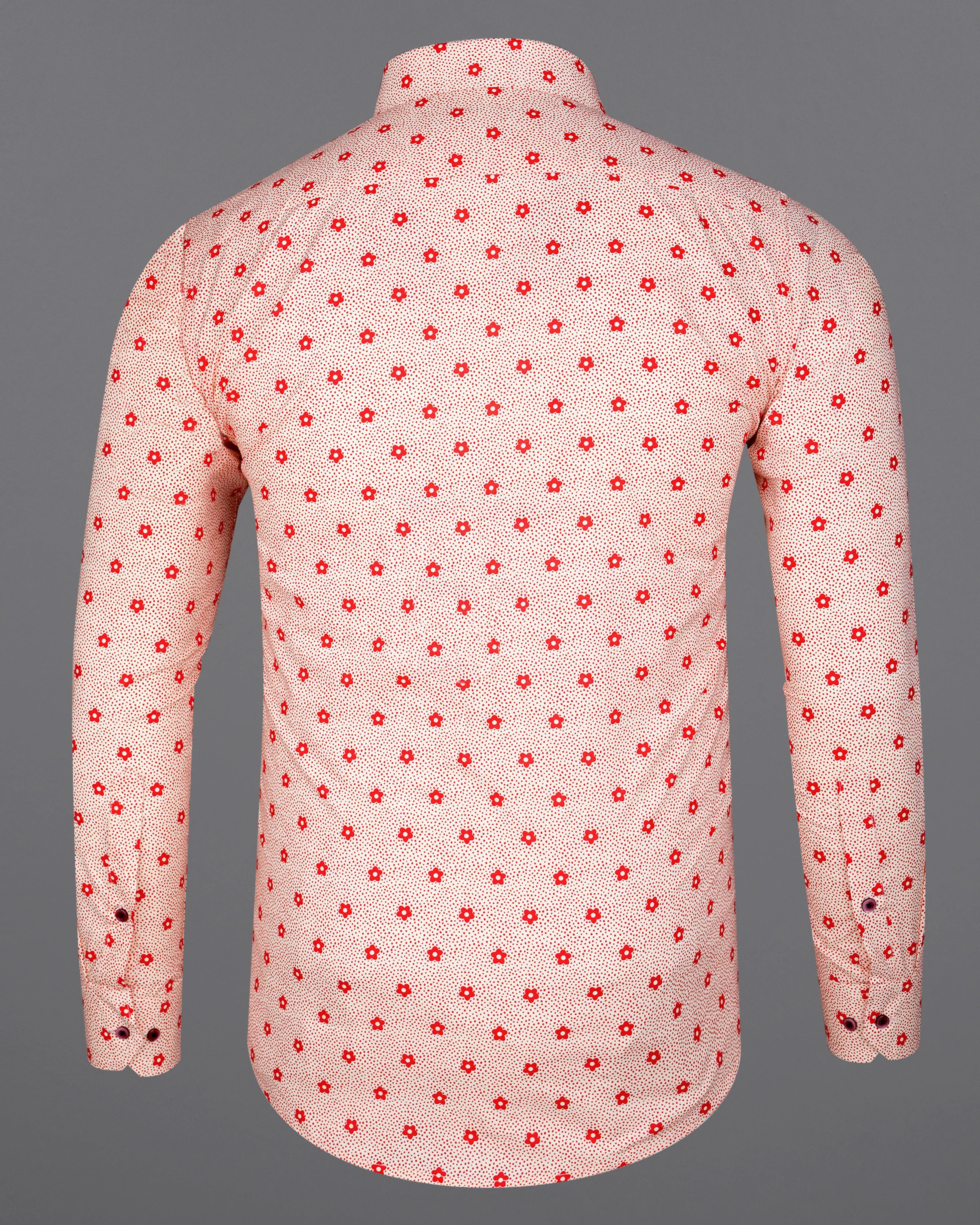 Albescent Peach with Jasper Red Ditsy Printed Printed Premium Cotton Shirt