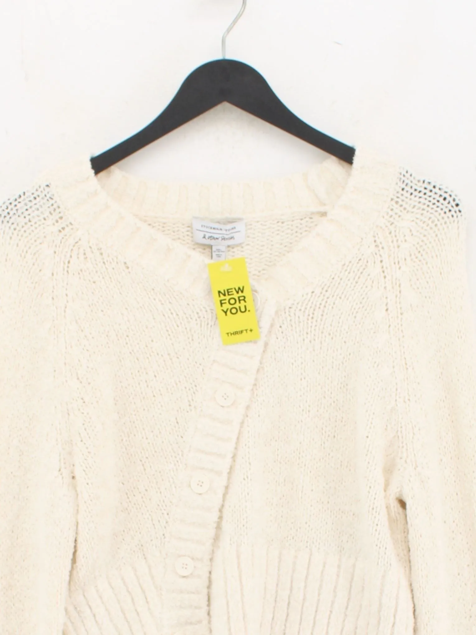 & Other Stories Women's Cardigan L Cream Cotton with Polyamide