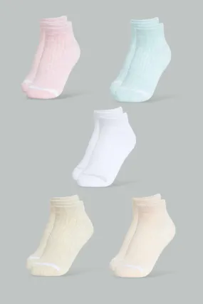 Assorted Plain Ankle Socks For Women (Pack of 5)