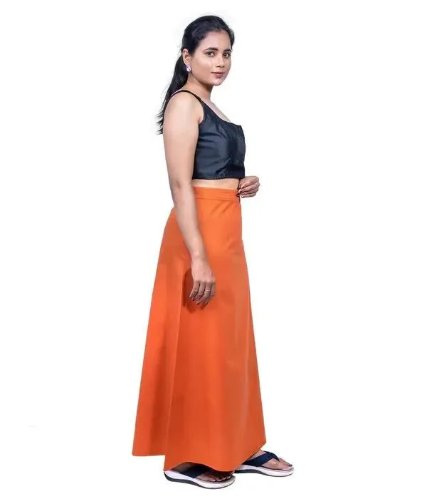 Attractive Orange Color Readymade Cotton Women's Petticoat For Saree