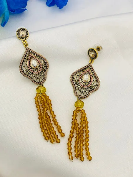 Attractive Yellow Color Gold Plated Earrings For Women