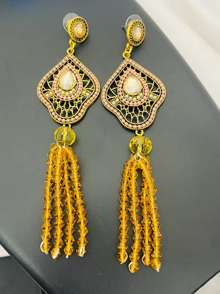 Attractive Yellow Color Gold Plated Earrings For Women