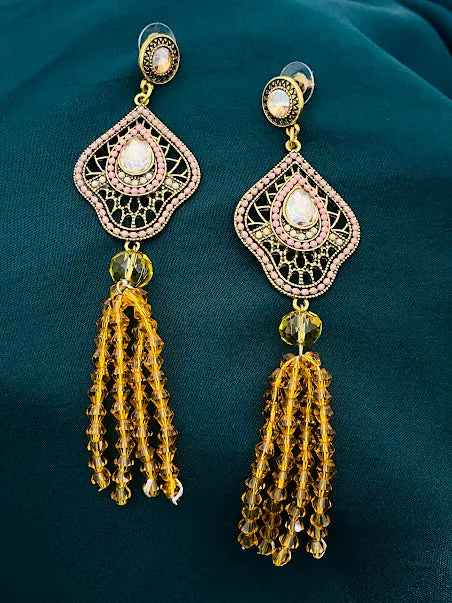 Attractive Yellow Color Gold Plated Earrings For Women