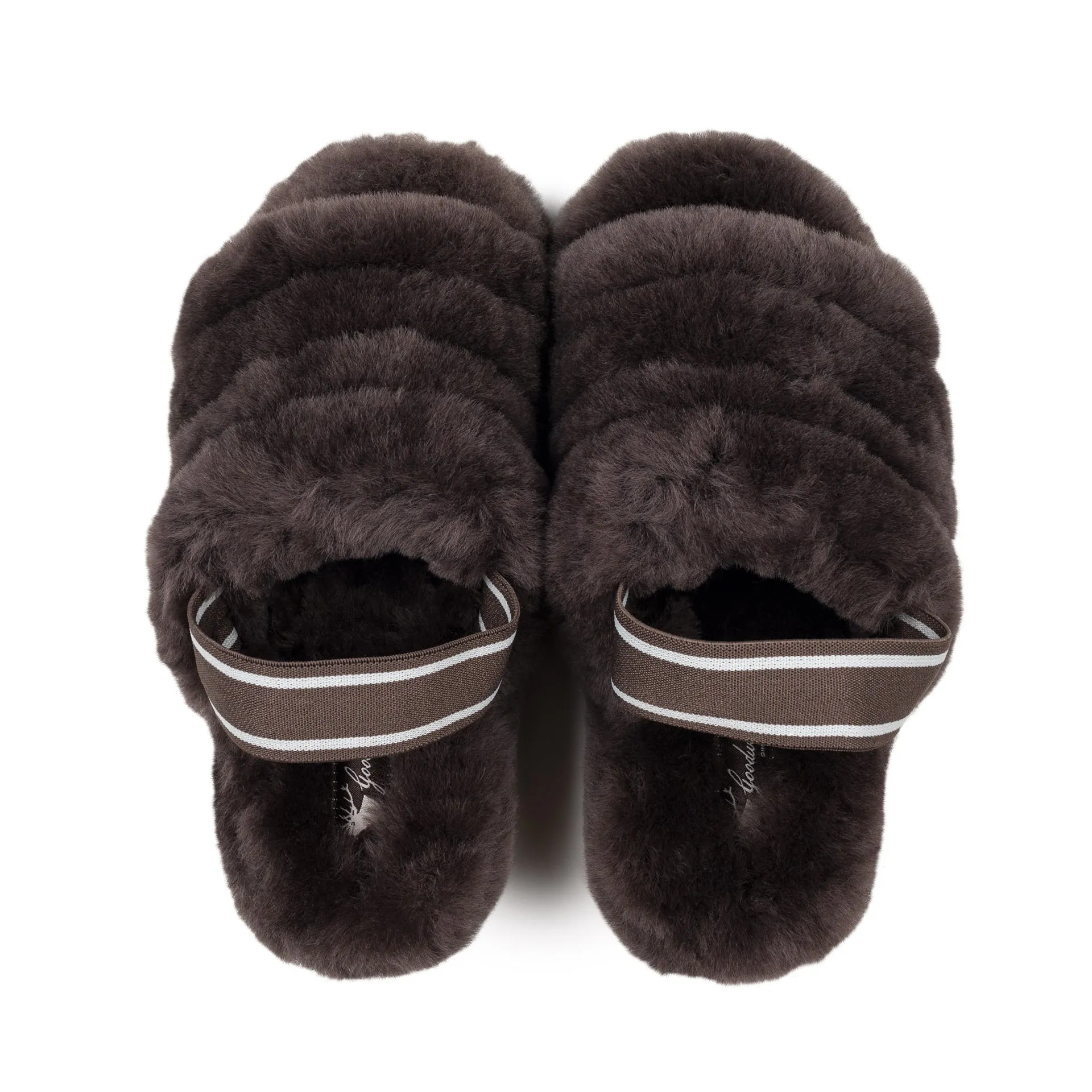 AVA CHOCOLATE SHEEPSKIN SLIPPER SLING BACK