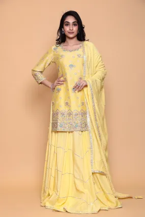 Bandhej Gota Patti Cotton Silk Suit with Gota Border.