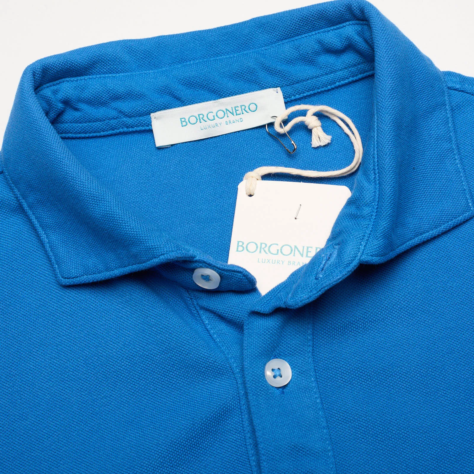 BORGONERO Milano Denim Blue Cotton Polo Shirt NEW L