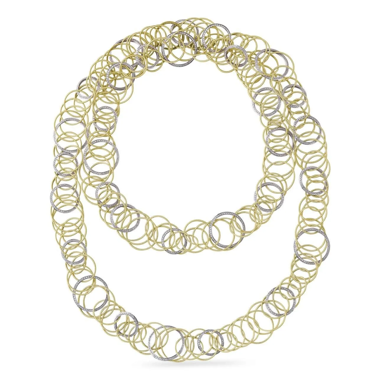 Buccellati - Hawaii - Long Necklace with Diamonds, 18k Yellow and White Gold