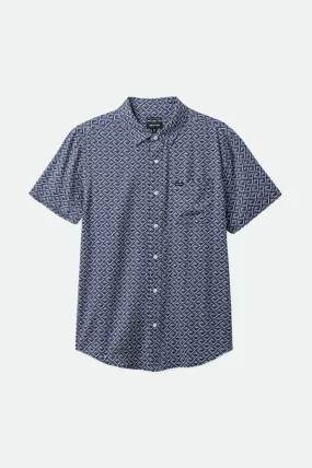 Charter Print S/S Woven Shirt - Washed Navy/White Tile