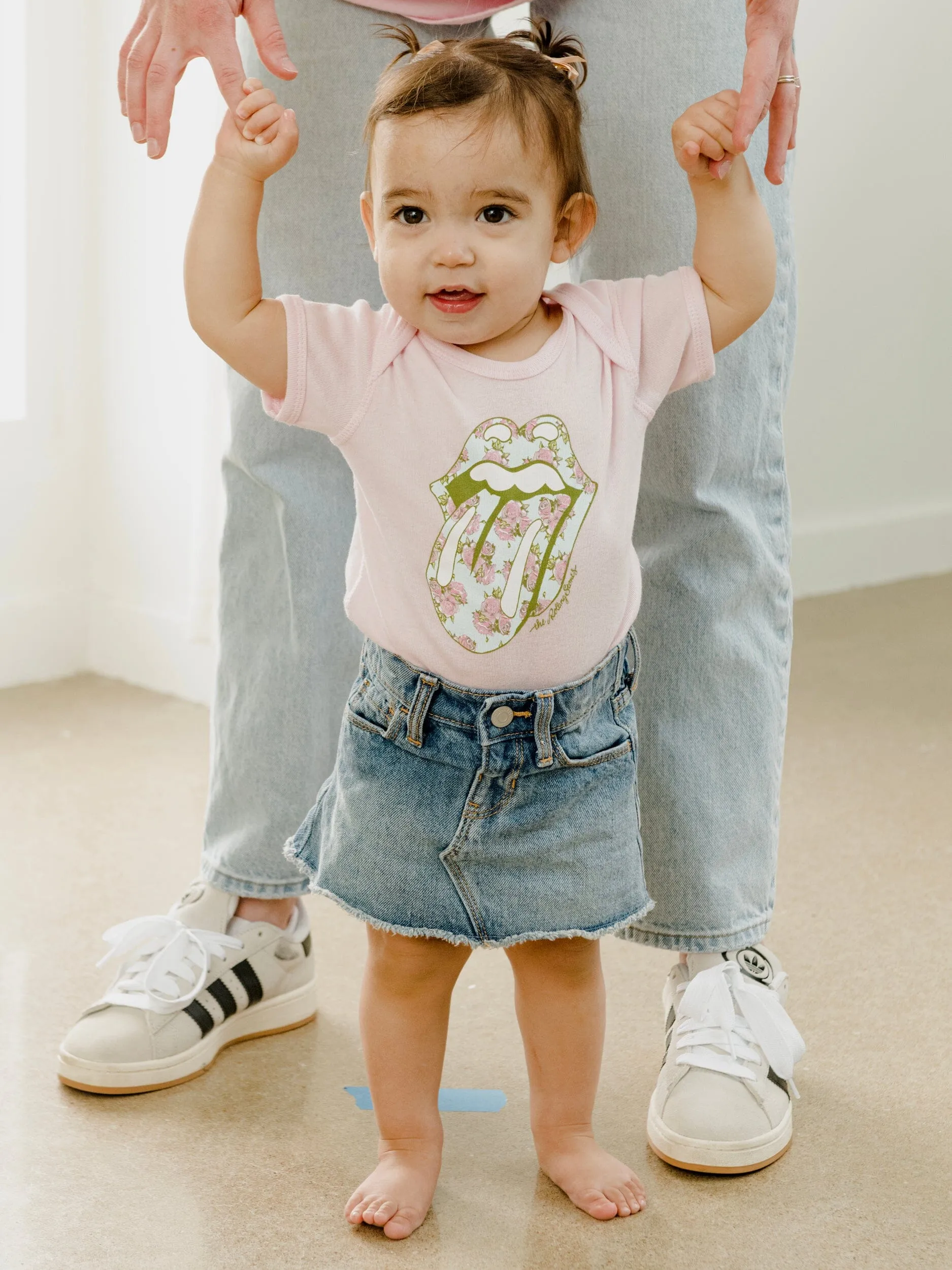 Children's Rolling Stones Floral Lick Pink Onesie