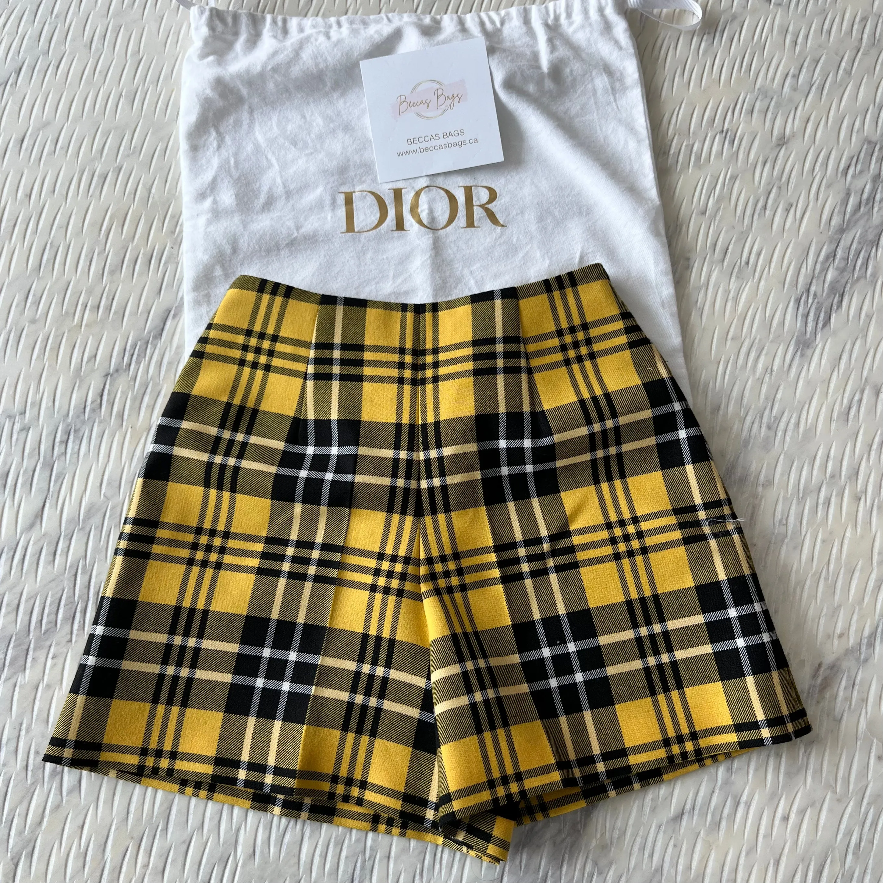 Christian Dior Yellow Plaid Shorts