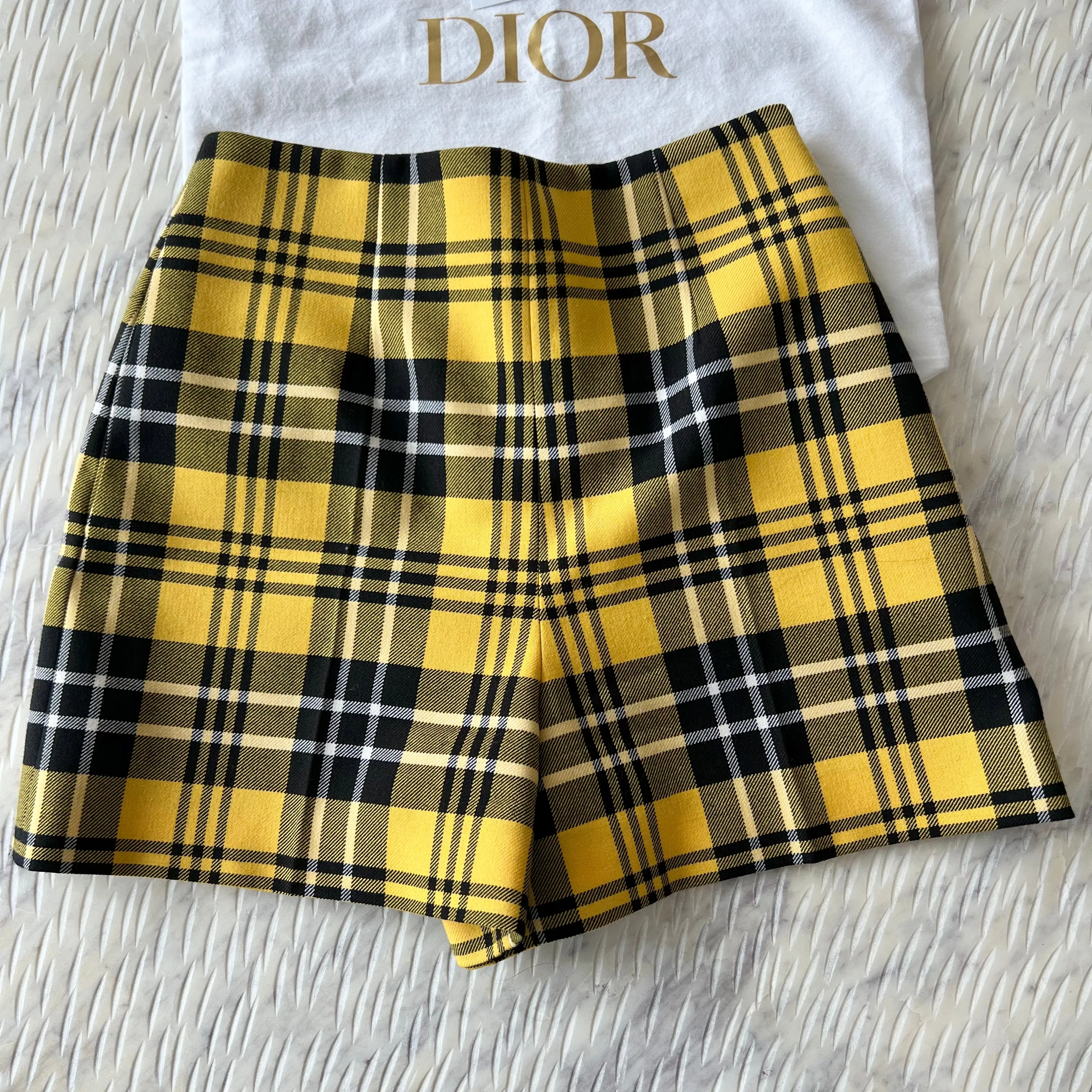 Christian Dior Yellow Plaid Shorts