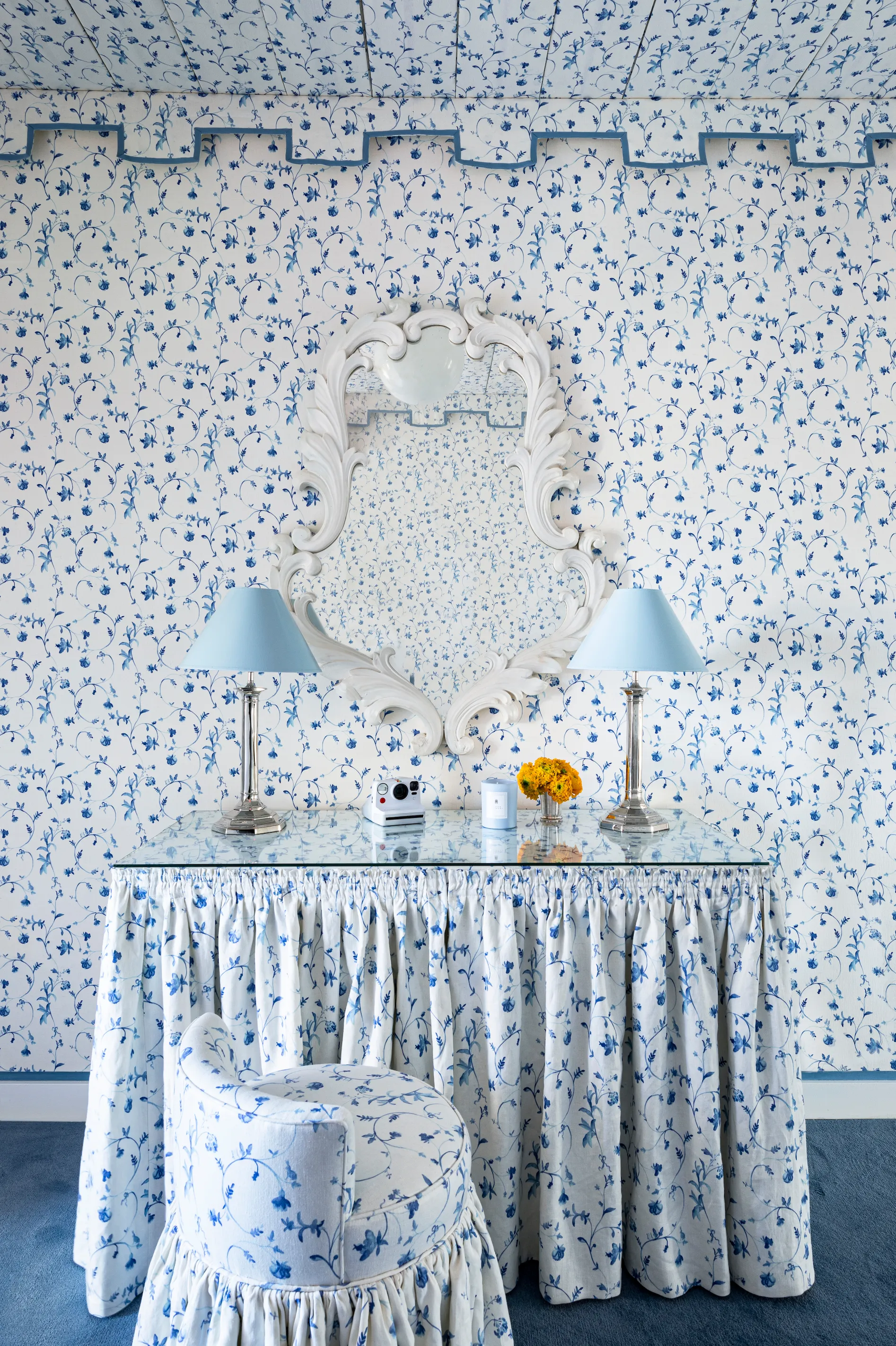 Clay Coated Wallpaper - Blue Botanical