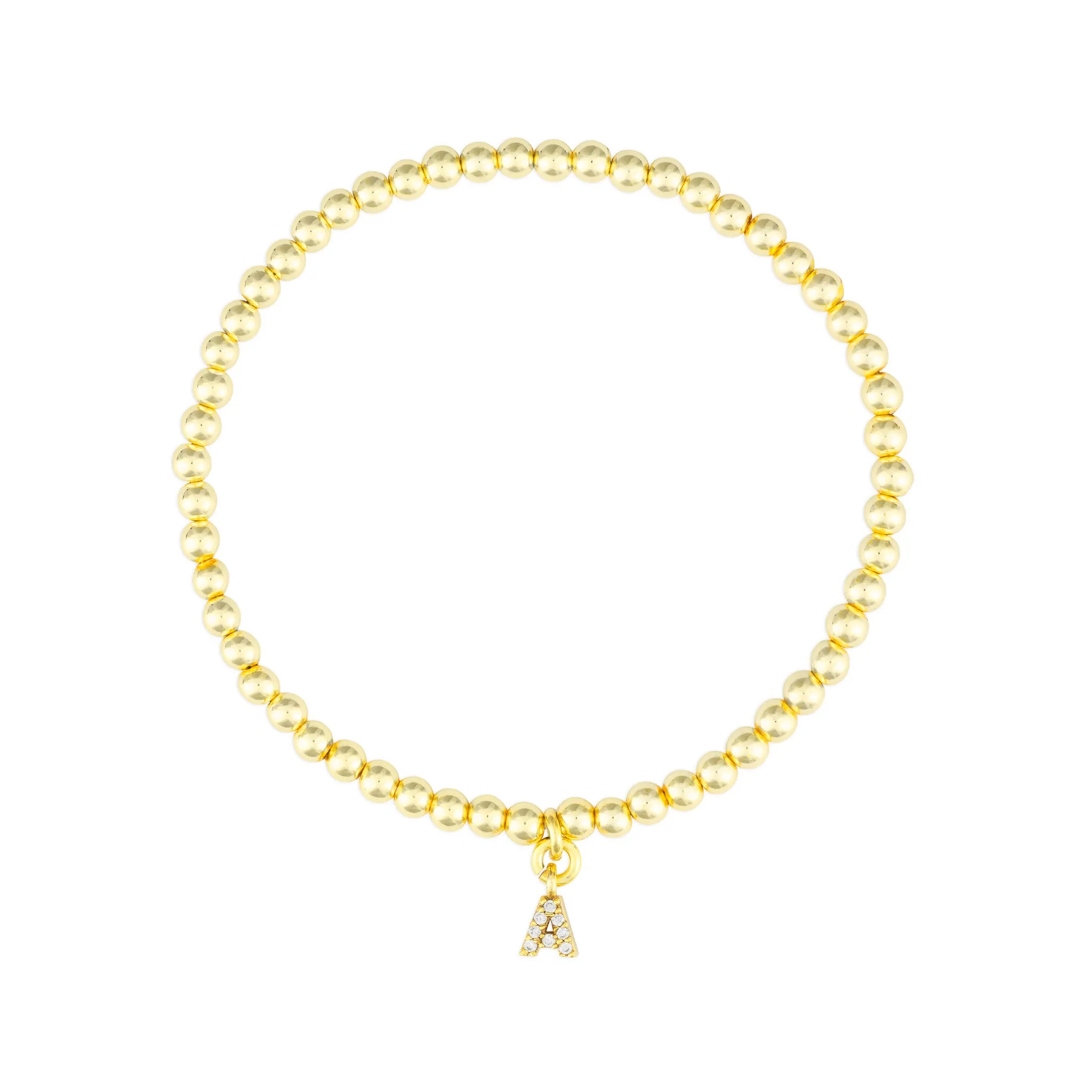 CLEAR CZ IDENTITY BRACELET GOLD - CHOOSE YOUR INITIAL