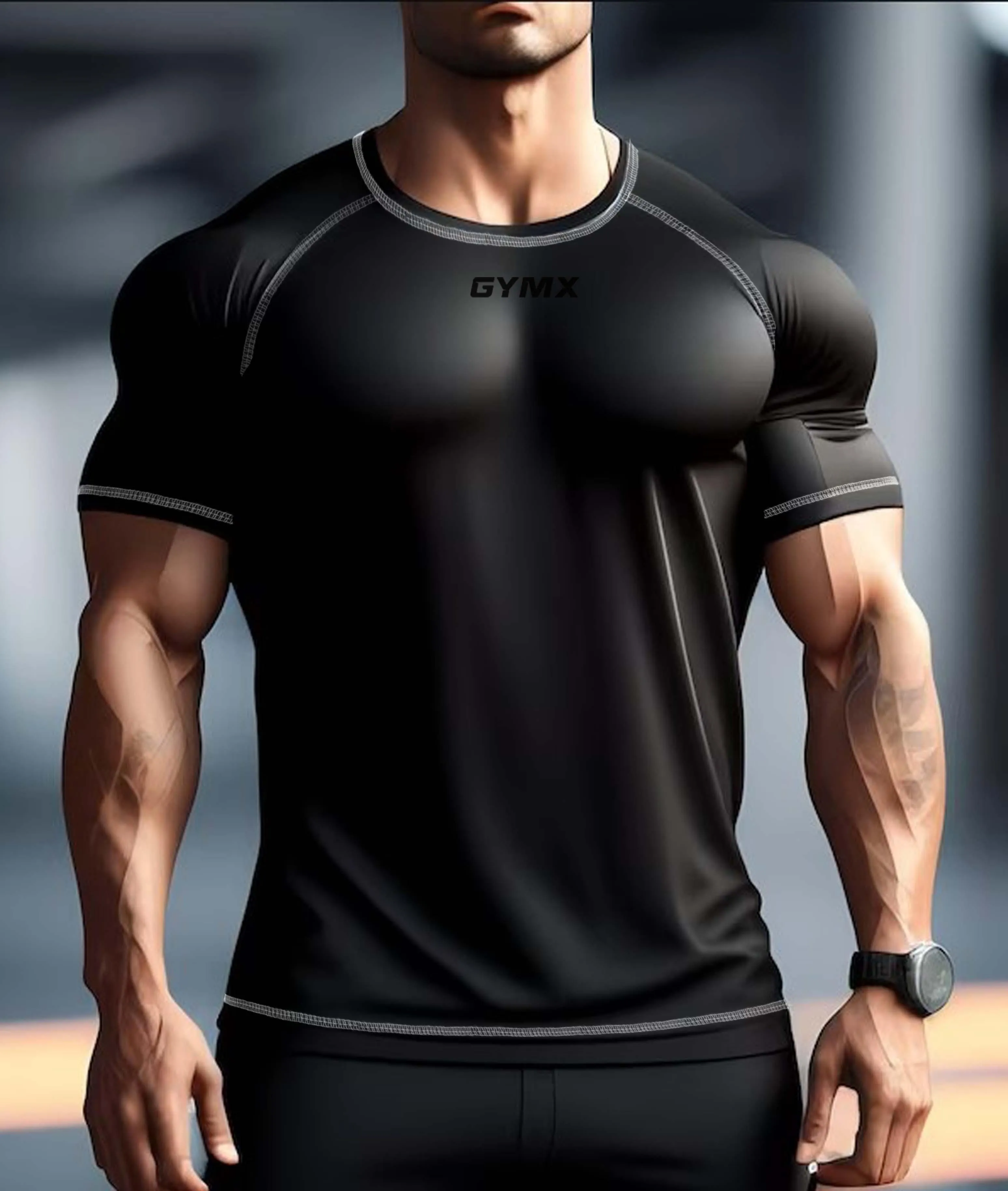 Compression GymX Tee: Pitch Black - Sale