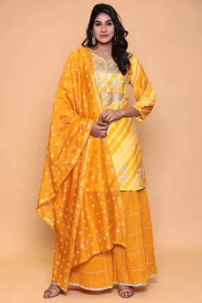 Cotton silk Suit with Gota Patti, Thread work.