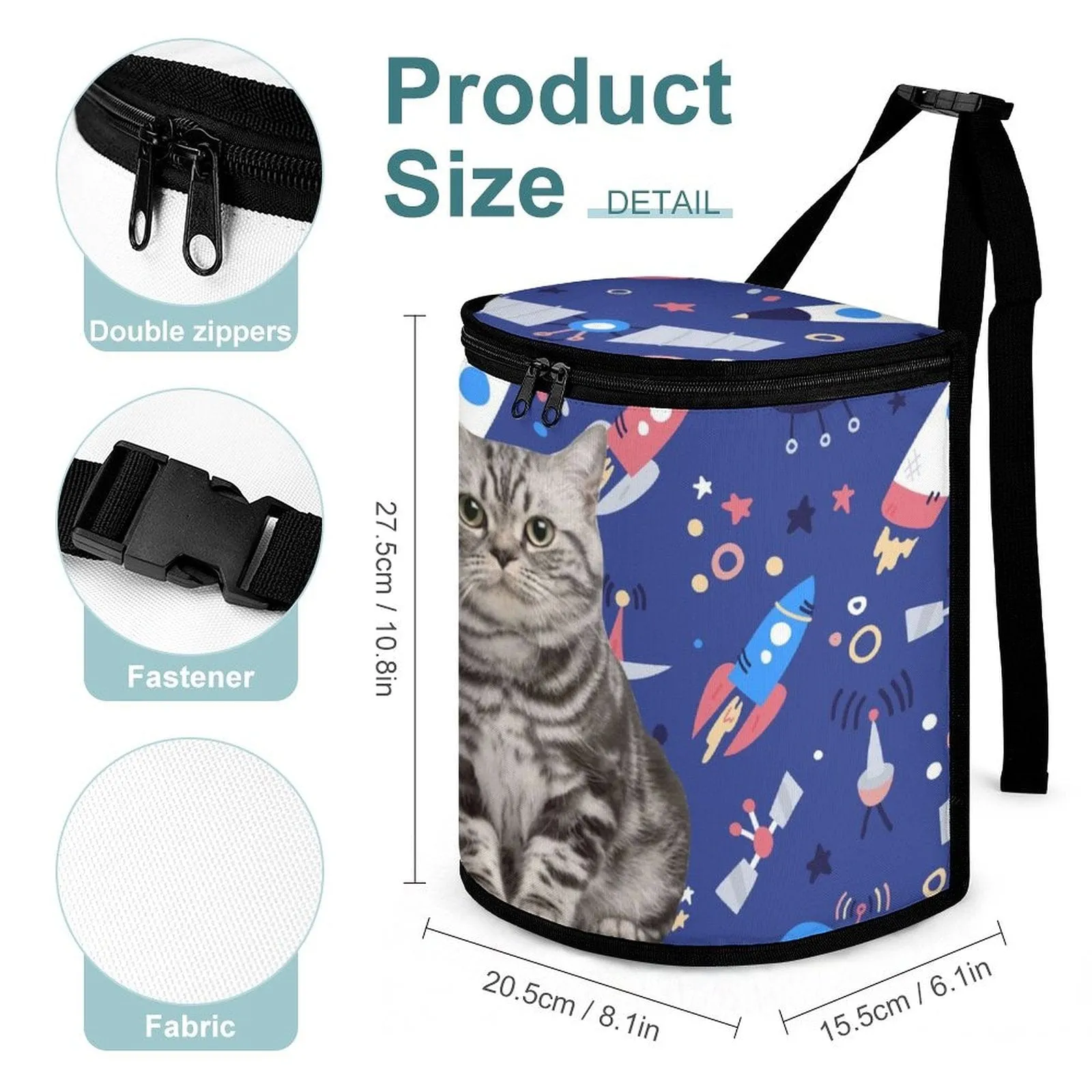 Custom Pet Cat Face Rocket Car Garbage Bag Personalized Car Storage Bag