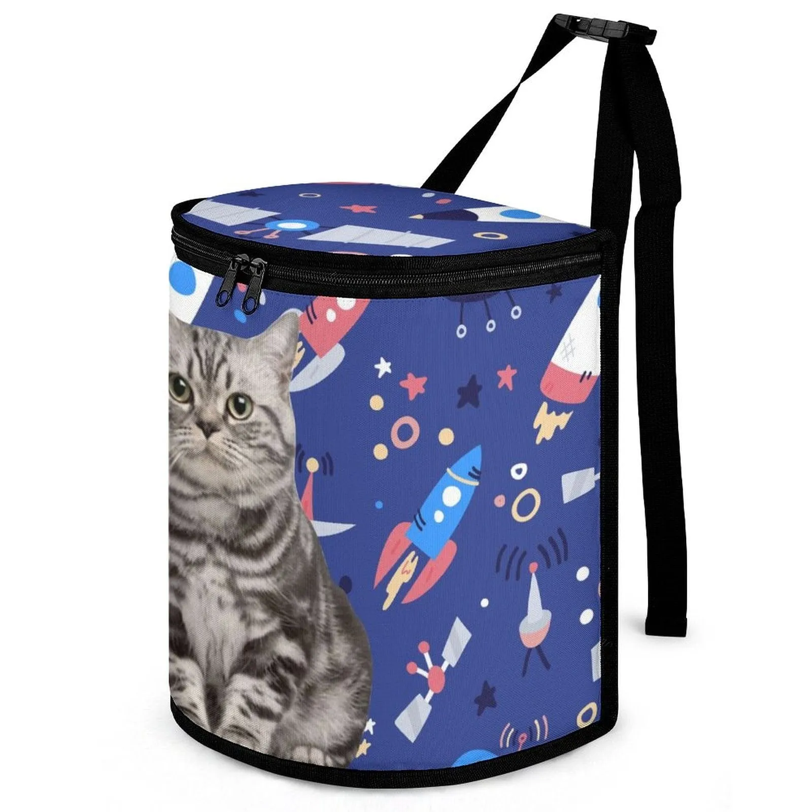 Custom Pet Cat Face Rocket Car Garbage Bag Personalized Car Storage Bag