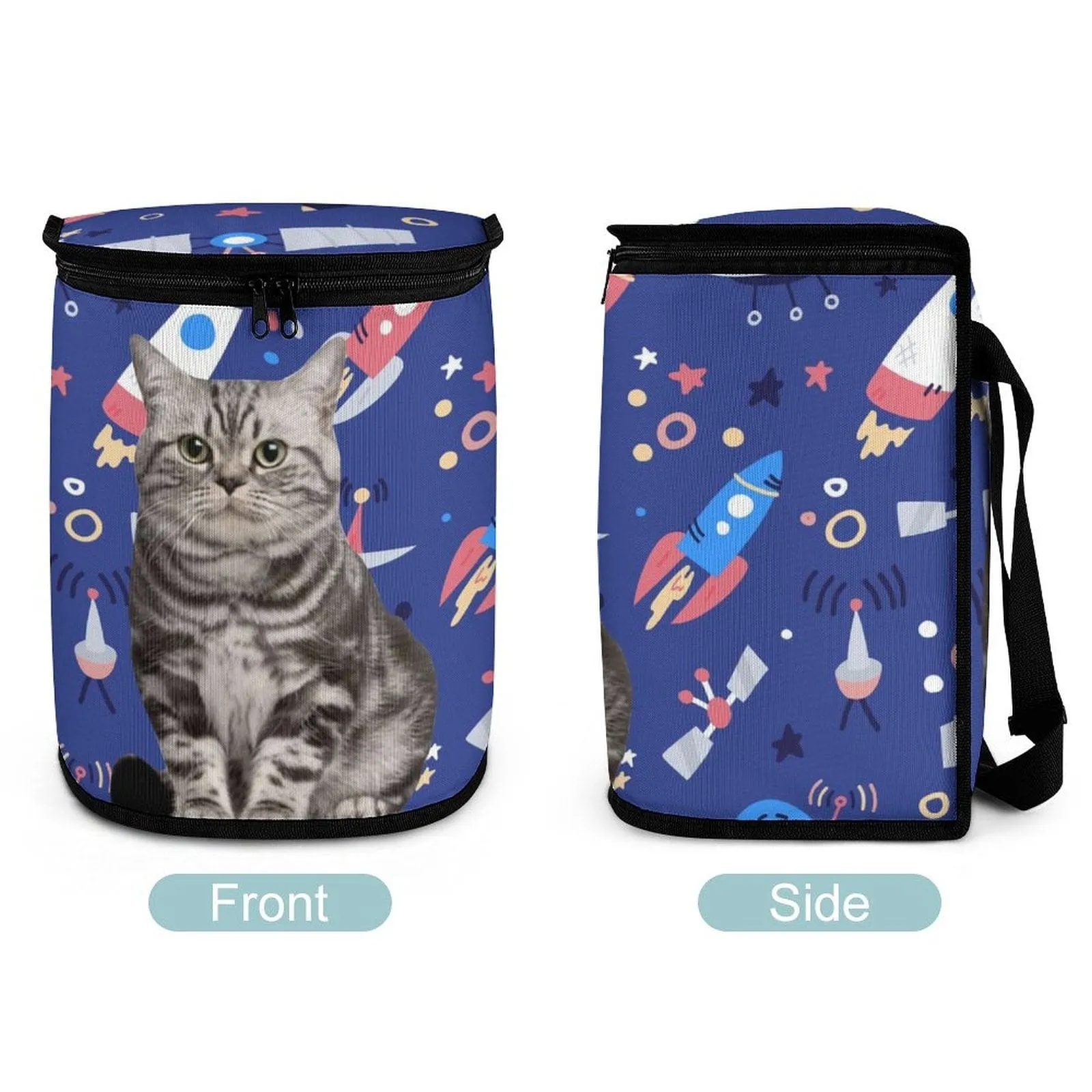 Custom Pet Cat Face Rocket Car Garbage Bag Personalized Car Storage Bag