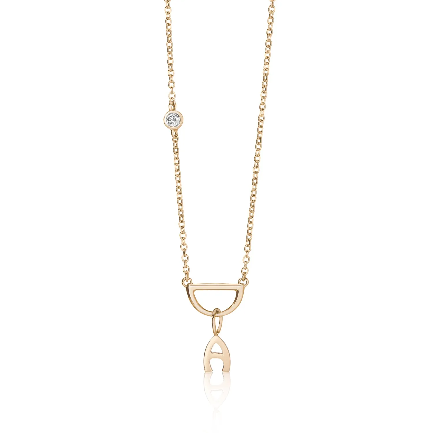 Diamond cut chain with diamond and alphabet letter charm