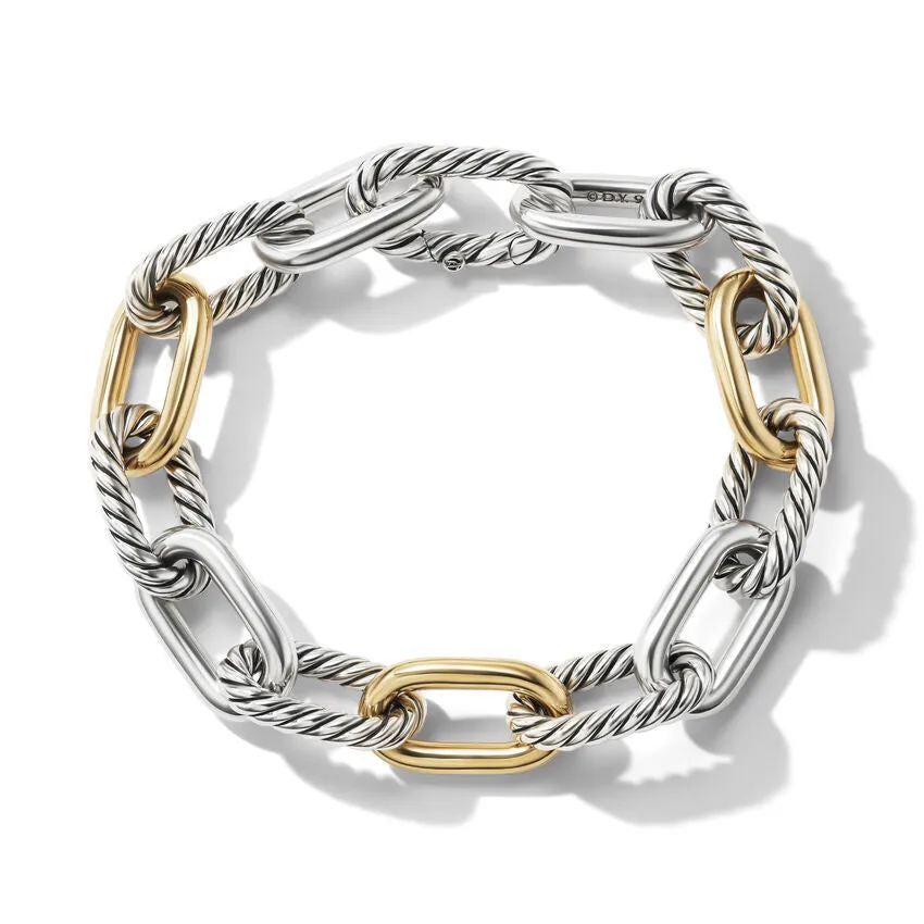 DY Madison Chain Bracelet in Sterling Silver with 18K Yellow Gold, 11MM