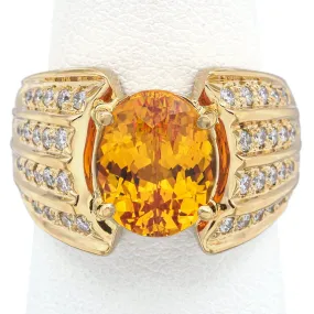 Estate 18K Yellow Gold 4.91 Ct Yellow Sapphire & 0.60 TCW Diamond Ring Size 8