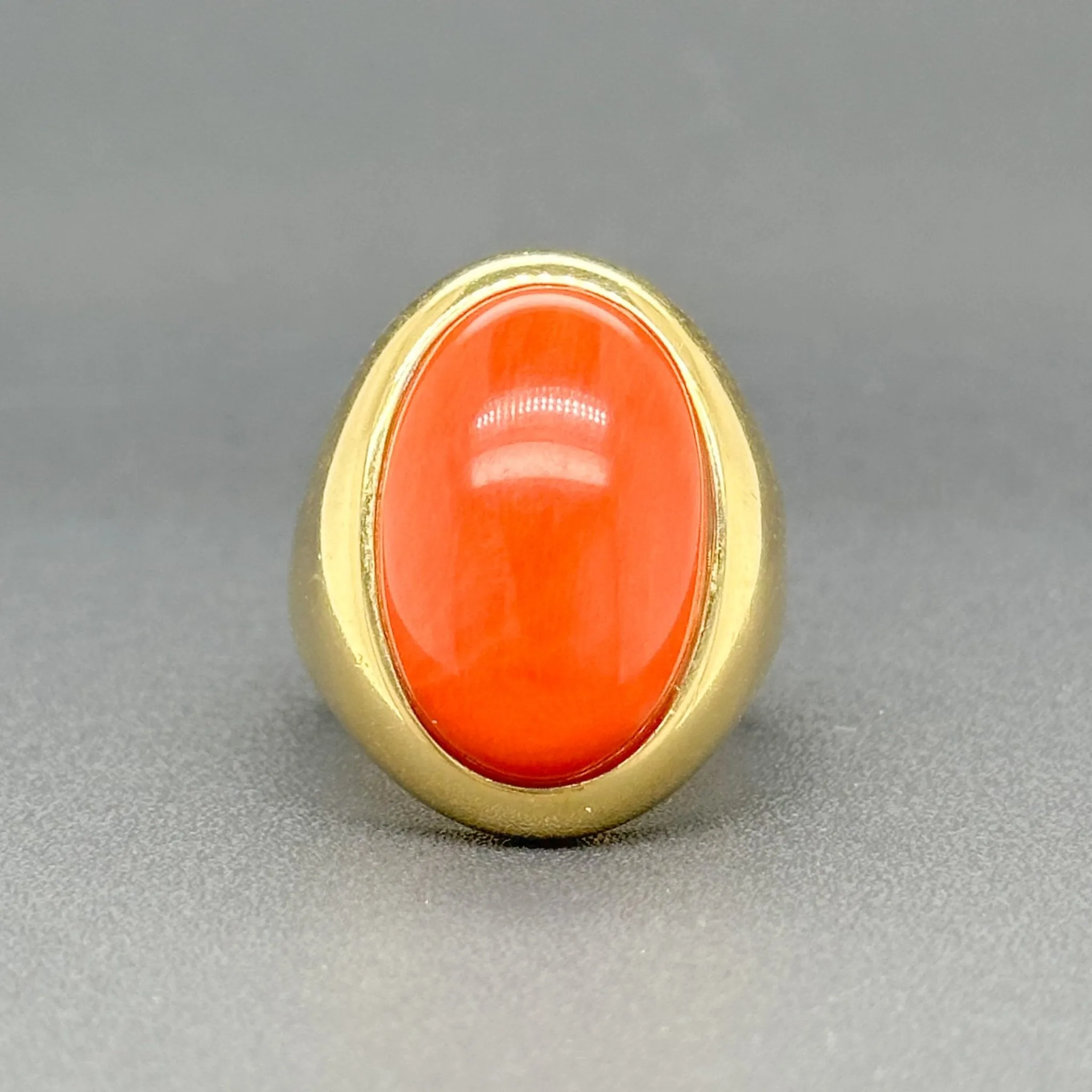 Estate Pulber 18K Y Gold 4.66ct Coral Ring