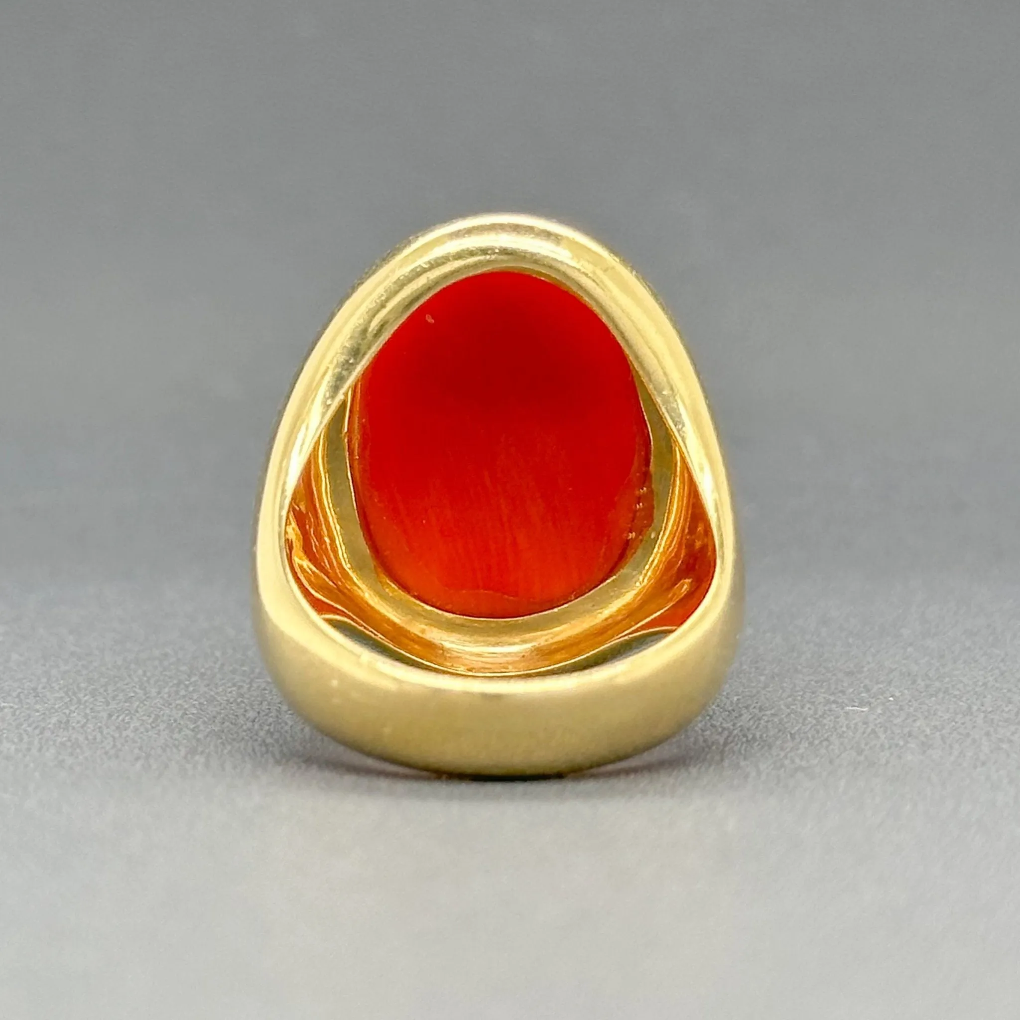 Estate Pulber 18K Y Gold 4.66ct Coral Ring