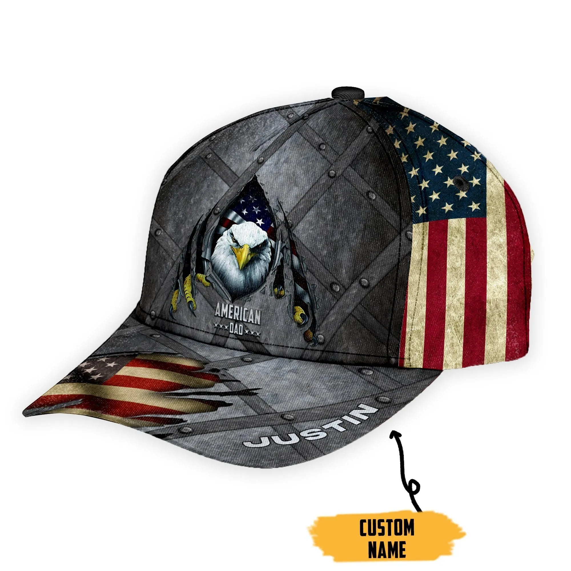 Gearhuman 3D Happy Fathers Day American Dad America Classic Flag Custom Cap