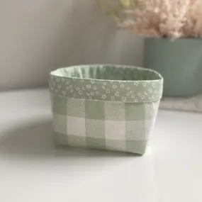 Green Gingham Fabric Storage Box